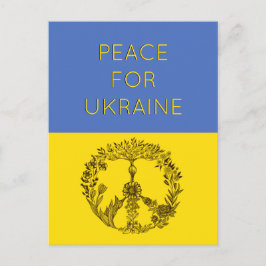 Peace Floral Zeichnend Blue & Yellow ukrainische F Postkarte
