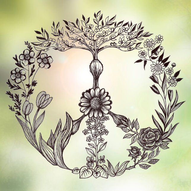 Peace Floral Zeichnend Niedlich Boho Hippie Blume  Fensteraufkleber (Von Creator hochgeladen)