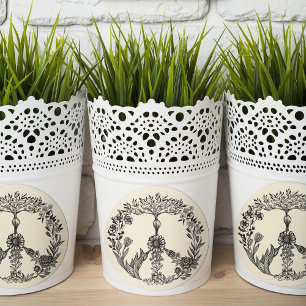 Peace Floral Zeichnend Niedlich Boho Hippie Blume Runder Aufkleber