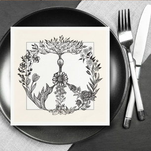 Peace Floral Zeichnend Niedlich Boho Hippie Blume  Serviette