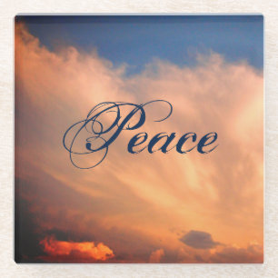 Peace Fluffy Pink Clouds Foto Abend Sky Glasuntersetzer