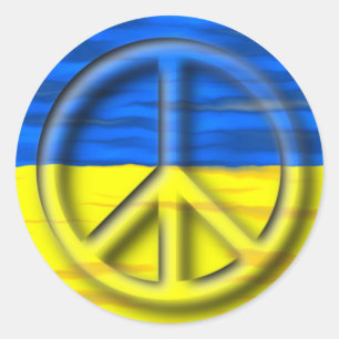 Peace for Ukraine Logo Flag Classic Round Aufklebe Runder Aufkleber