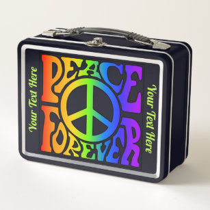 Peace Forever Vintag Retro Rainbow Custom 1-seitig Metall Brotdose