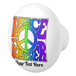 Peace Forever Vintag Retro Rainbow Custom Keramikknauf