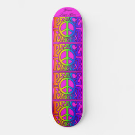Peace Forever Vintag Retro Regenbogen Wiederholung Skateboard