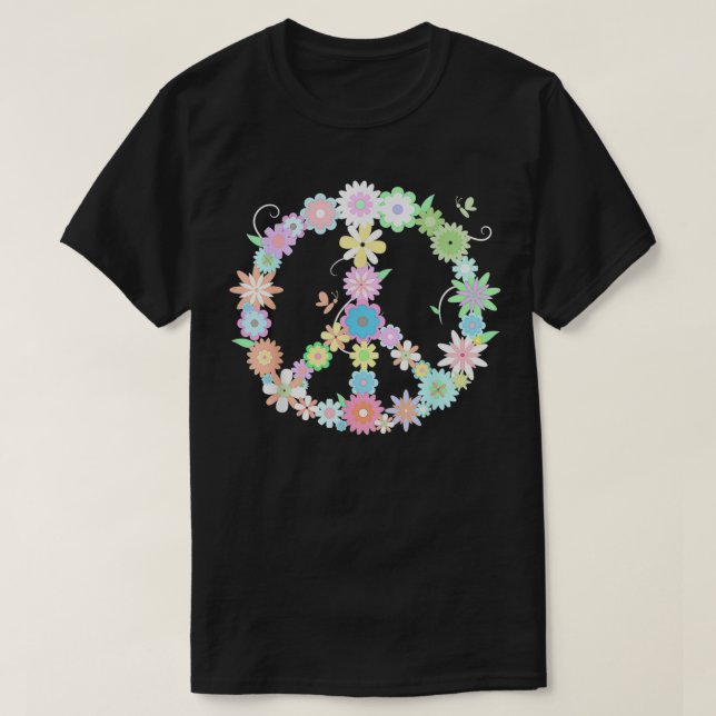 PEACE  Funny Floral Sign  Cool Statement Tee  (Design vorne)