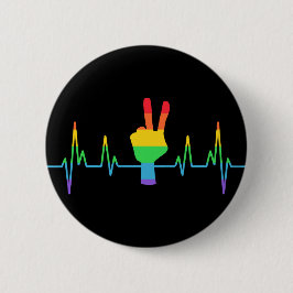 Peace Gay Heartbeat LGBT Button