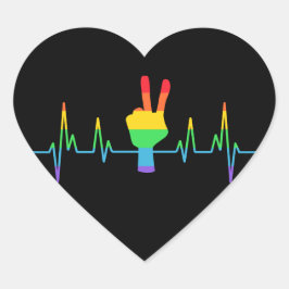 Peace Gay Heartbeat LGBT Herz-Aufkleber