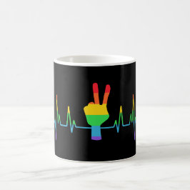 Peace Gay Heartbeat LGBT Kaffeetasse