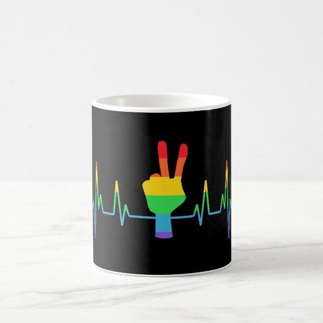 Peace Gay Heartbeat LGBT Kaffeetasse (Mittel)