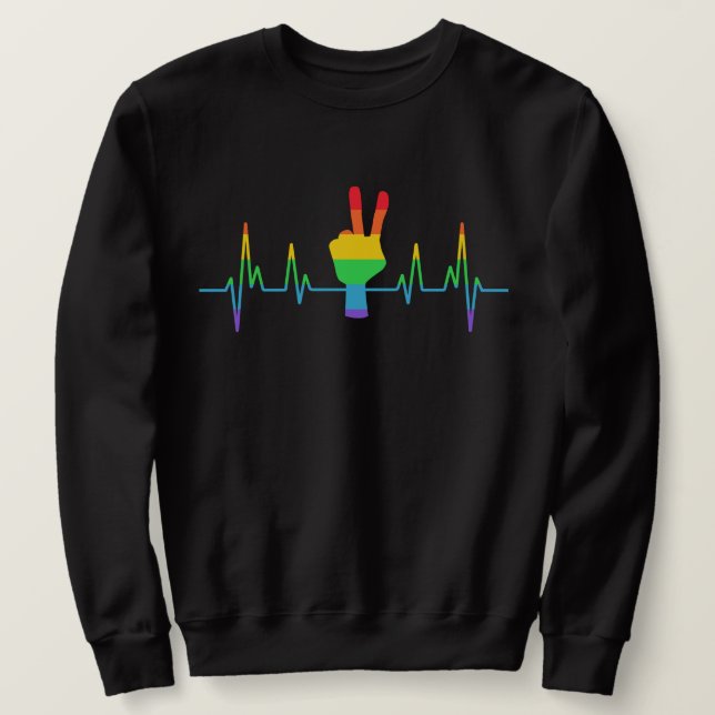 Peace Gay Heartbeat LGBT Sweatshirt (Design vorne)