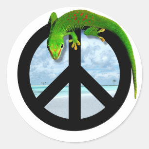 PEACE GECKO RUNDER AUFKLEBER