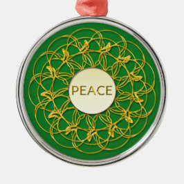 PEACE geschrieben in geometrischem Gold-Design von Ornament Aus Metall