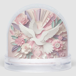 Peace & Grace – Dove and Cross Papercut Pastel Art Schneekugeln