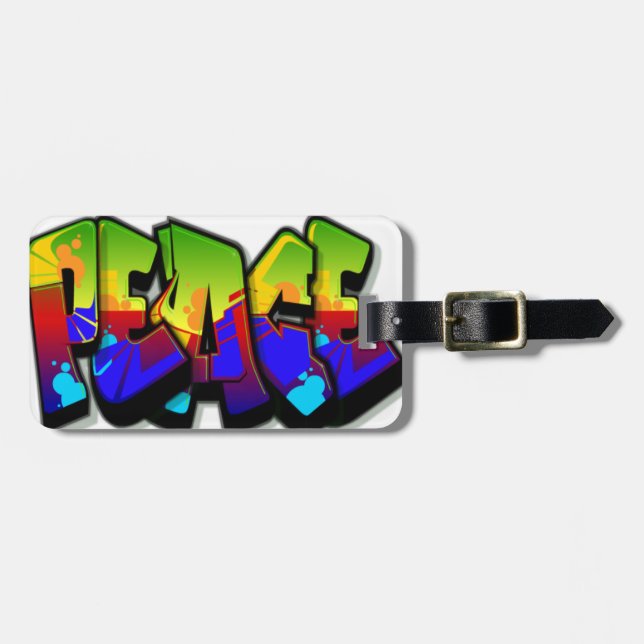 Peace Graffiti Luggage Tag Gepäckanhänger (Vorderseite horizontal)