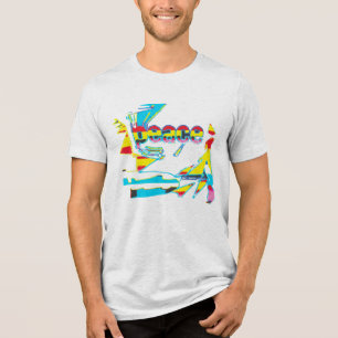 "Peace" Grafik mit Yellow Red Aqua Art Design Tri-Blend Shirt