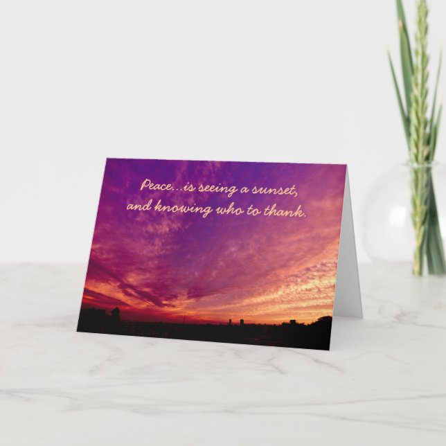 Peace Grateful Orange Lila Cloud Sunset Dankeskarte (Vorderseite)