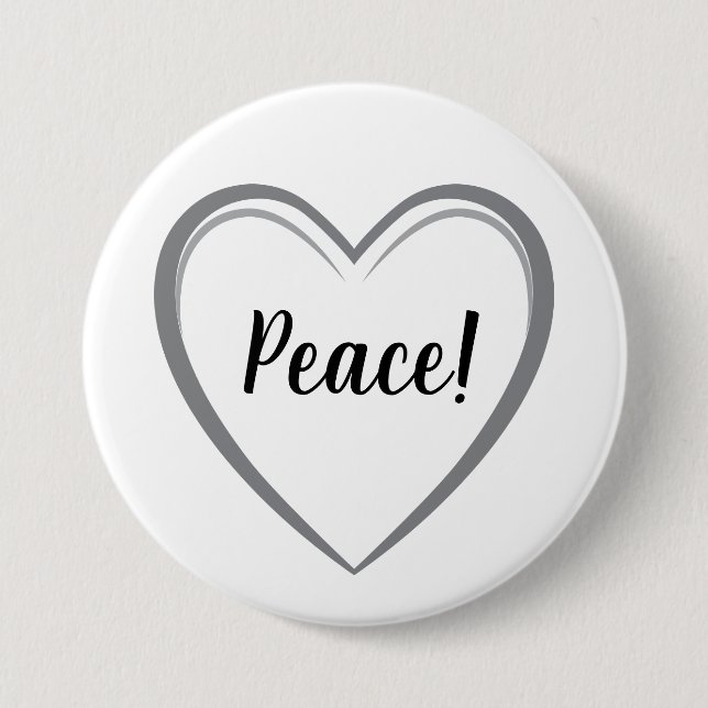Peace Gray Heart Simple Logo Graphic White Button (Vorderseite)