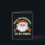Peace Groovy My Peeps Hippie Weihnachten Karte<br><div class="desc">Wünschen Sie Ihrer Familie und Freunden etwas Liebe,  Freude,  Ruhe und Grooviness in dieser Ferienzeit mit dieser lustigen Hippie Weihnachten gefaltete Grußkarte.</div>