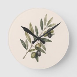 Peace Grows Here | Vintage Olive Branch Botanical Runde Wanduhr