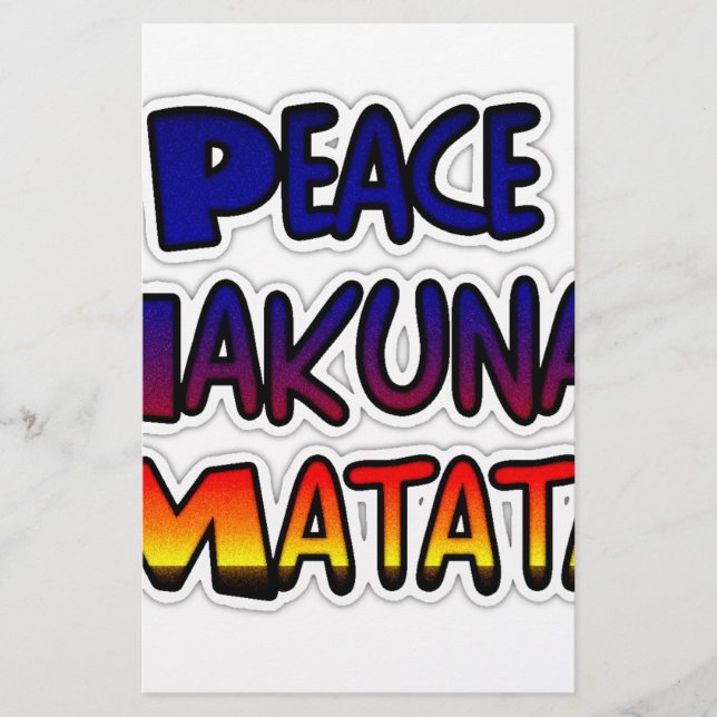 Peace Hakuna Matata Gradient Art Briefpapier (Vorderseite)