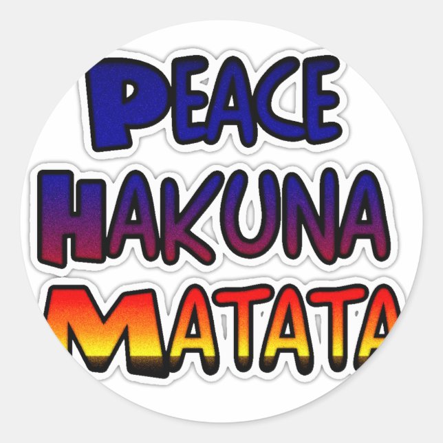 Peace Hakuna Matata Gradient Art Runder Aufkleber (Vorderseite)