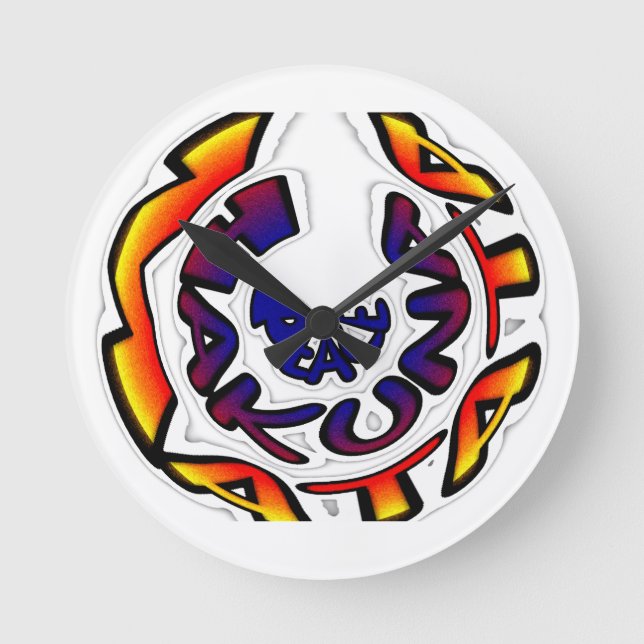 "Peace Hakuna Matata" Rundschreiben Runde Wanduhr (Vorderseite)