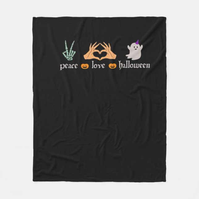 Peace Halloween Peace Sign Skeleton Hexe's Hands Fleecedecke (Vorderseite)