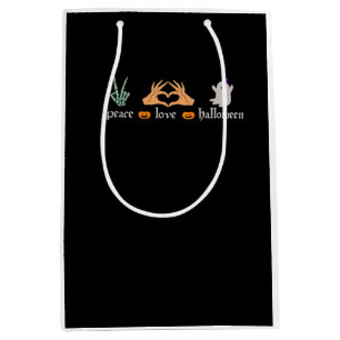 Peace Halloween Peace Sign Skeleton Hexe's Hands Mittlere Geschenktüte
