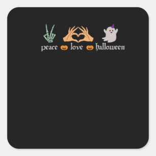 Peace Halloween Peace Sign Skeleton Hexe's Hands Quadratischer Aufkleber