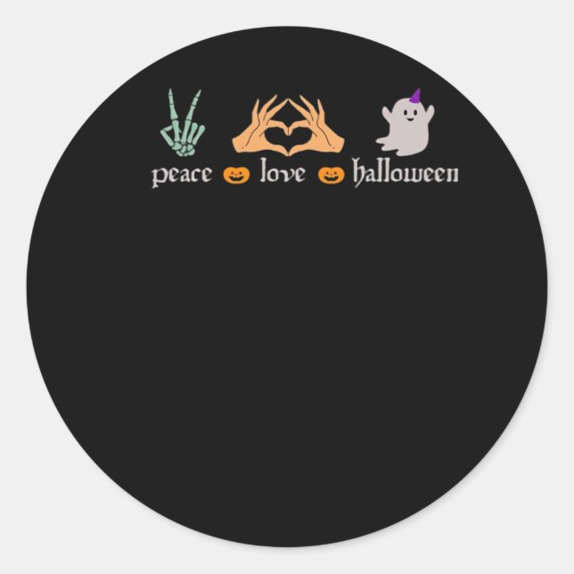 Peace Halloween Peace Sign Skeleton Hexe's Hands Runder Aufkleber (Vorderseite)