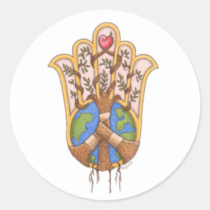 Peace_hamsa Runder Aufkleber