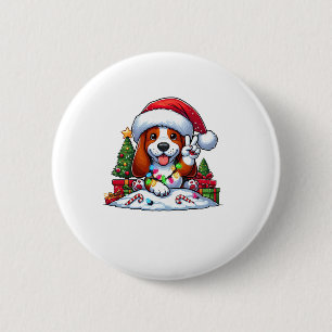 Peace Hand Basset Weihnachtsleuchten Hunde Frauen Button