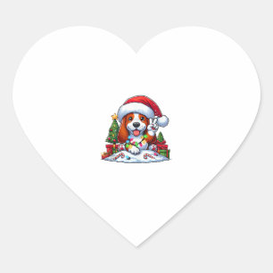 Peace Hand Basset Weihnachtsleuchten Hunde Frauen Herz-Aufkleber