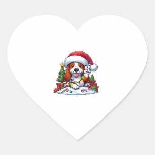 Peace Hand Basset Weihnachtsleuchten Hunde Frauen Herz-Aufkleber