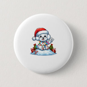 Peace Hand Bichon Frise Weihnachtsleuchten Hunde F Button