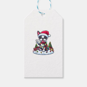 Peace Hand Boston Terrier Christmas Lights Womens Geschenkanhänger