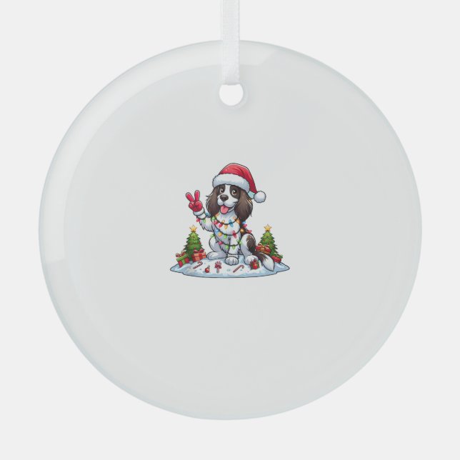Peace Hand English Springer Spaniel Weihnachtshund Ornament Aus Glas (Vorderseite)