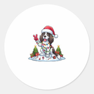 Peace Hand English Springer Spaniel Weihnachtshund Runder Aufkleber