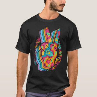 Peace Hand Gefärbte Krawatte Finger Freedom Hippie T-Shirt