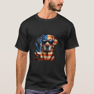 Peace Hand Golden Retriever Dog American Flag USA T-Shirt