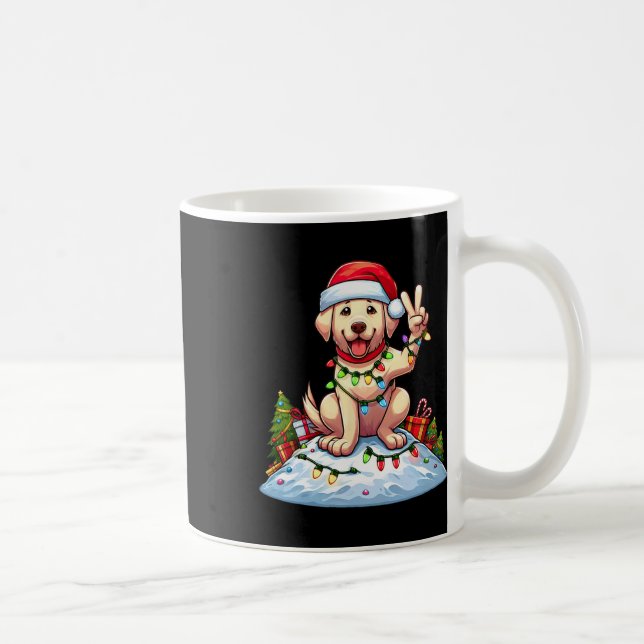 Peace Hand Labrador Retriever Christmas Lights Wom Kaffeetasse (Rechts)