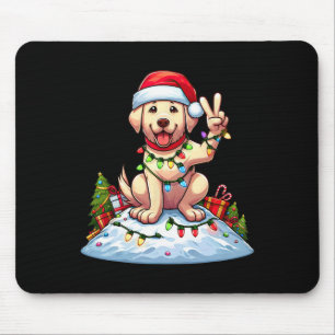 Peace Hand Labrador Retriever Christmas Lights Wom Mousepad
