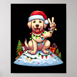 Peace Hand Labrador Retriever Christmas Lights Wom Poster