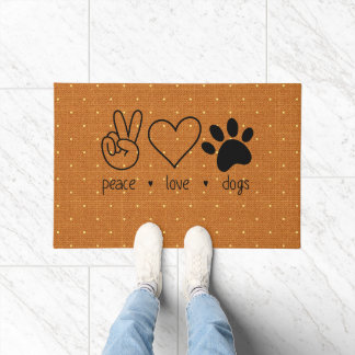Peace Hand Liebe Heart Hunde Paw Niedlich Zuhause Fußmatte
