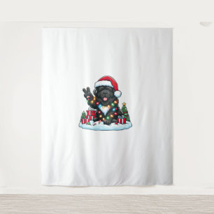 Peace Hand Neufundland Hunde Weihnachtslicht Fraue Wandteppich