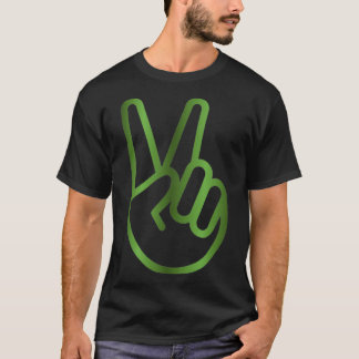 Peace Hand Sign Green T-Shirt