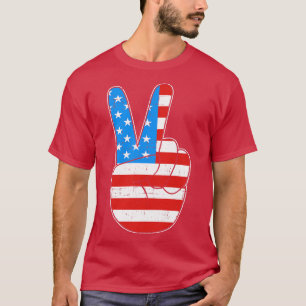 Peace hand signe mit USA American für 4. Juli T-Shirt