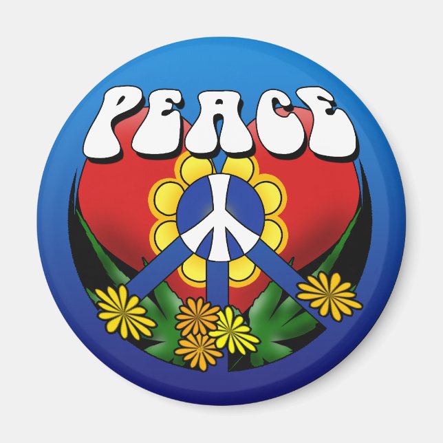 Peace Heart Blume Magnet (Vorne)