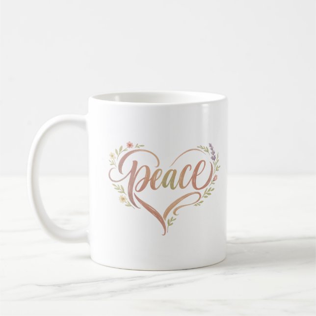 Peace Heart Boho Typography Kaffeetasse (Links)